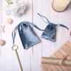 QIANF 12pcs Dusty Blue Velvet Drawstring Bags 3x4 inches Small