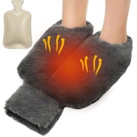 YTACREA Foot Warmer Without Electricity, 2 L Foot Warmer, Hot Water Bottle, Adult Hot Water Bottle, Foot Warmer, 2-in-1 Foot Hot Water Bottle for Women/Men/Children
