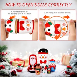 Ciieeo 6pcs Christmas Russian Nesting Dolls Wooden Matryoshka Dolls Christmas Russian Wooden Stacking Nested Stacking Dolls Toy for Christmas Party