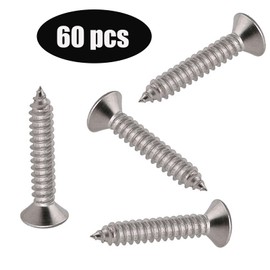 QXCFTW 60 Pcs M5 x 40mm 304 Stainless Steel Phillips Flathead Screws for Wood, Furniture and Drywall