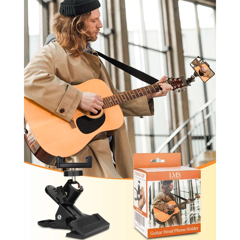 LMS Guitar Head Phone Holder Cell Phone Stand Clamp Phone