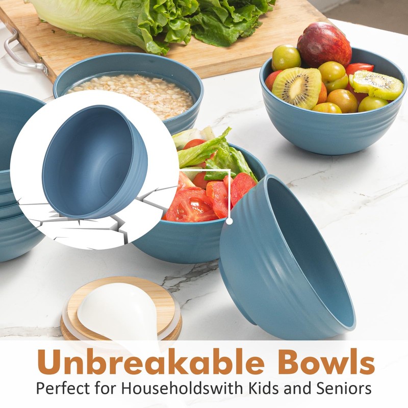 Wheat Straw Bowl Sets, 8PCS Unbreakable Wheat Straw Cereal Bowls,