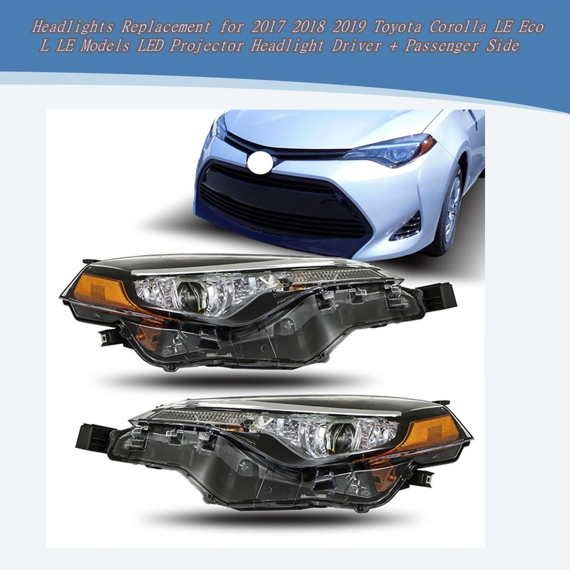 LABLT Headlights Replacement for 2017 2018 2019 Corolla LE Eco