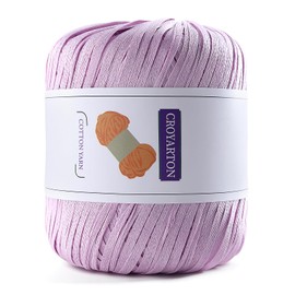 Hilo de rafia para ganchillo, hilo de algodón suave para ganchillo, bolsa de playa de verano, 114 yardas/1.7 onzas de hilo de papel para principiantes DIY bolso de tejer a mano (morado lavanda)