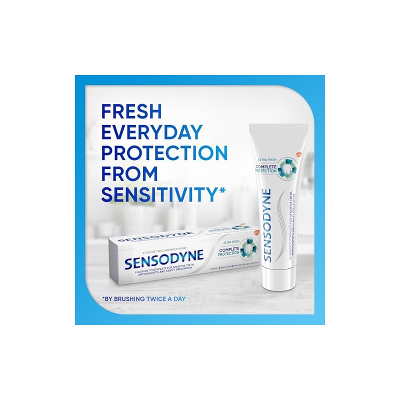 Sensodyne Complete Protection Sensitivity Toothpaste for Sensitive Teeth, Extra Fresh,