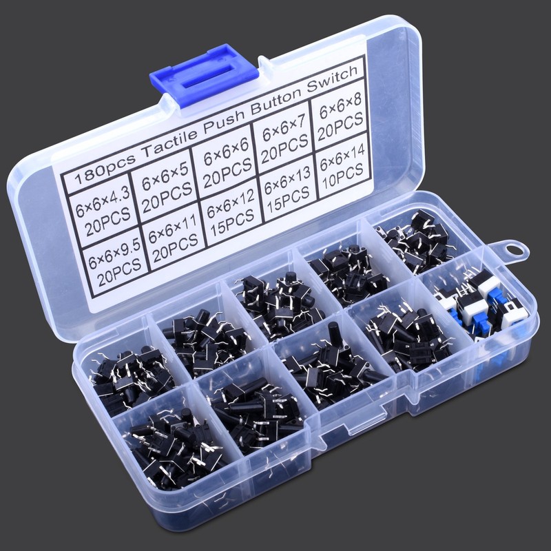 Longruner LP12 Tact Switch, Instantaneous Tactile, 10 Types, Push Button