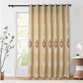 VOGOL 1 Piece W94 x L96 Patio Door Curtains, Extra Wide European Style Light Filtering Drapes for Large Window, Brown Luxury Room Divider Curtain Panel for Dorm, Grommet Top