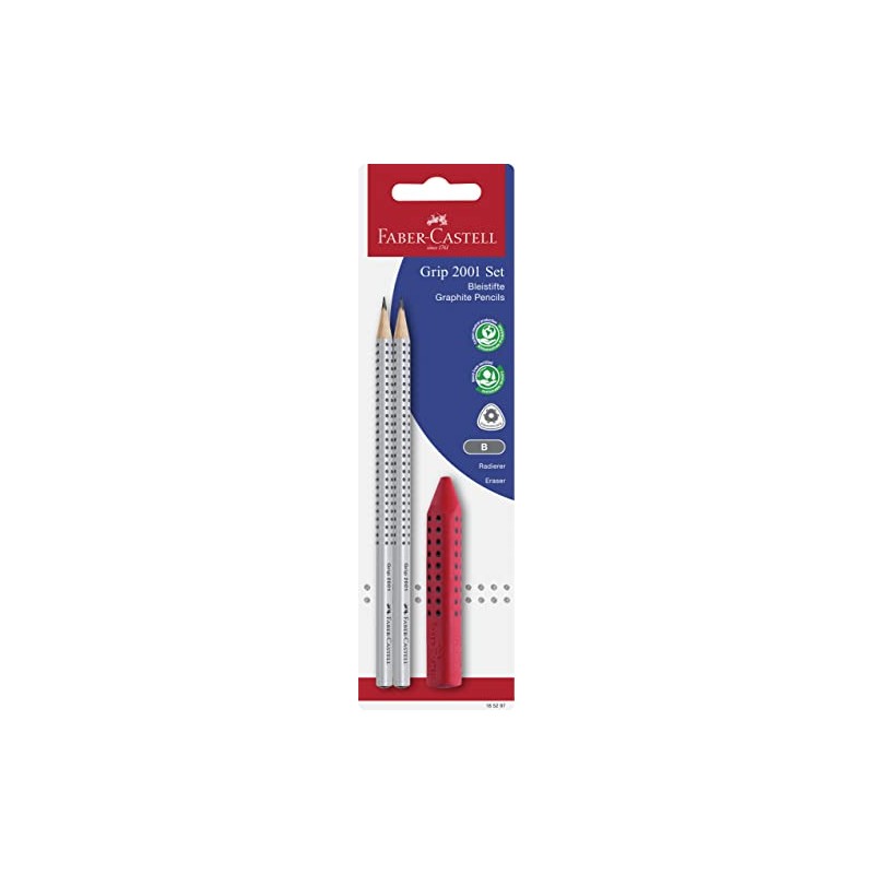 Grip 2001 Pencil 2 Set with 1 Eraser Red/Blue Assortment