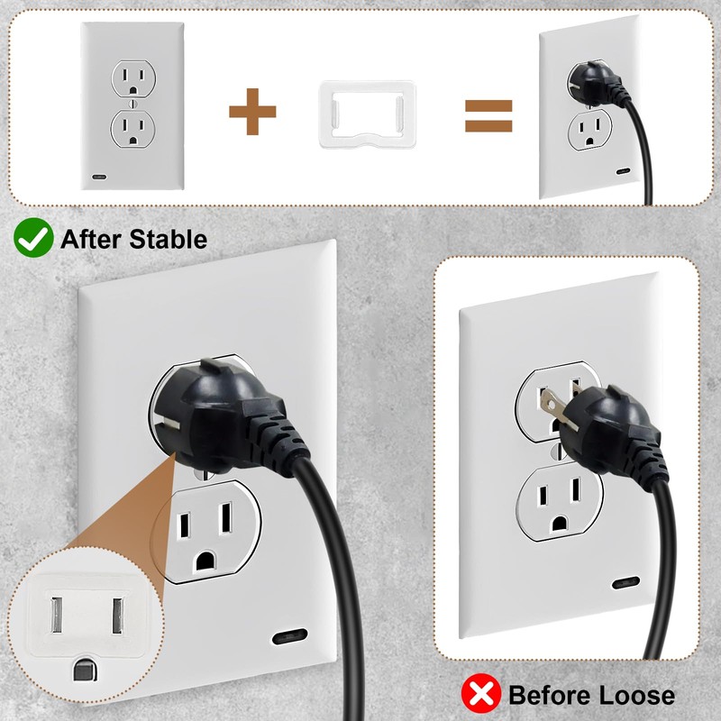30 Pack Loose Outlet Plug Fix - Secure Plug Lock