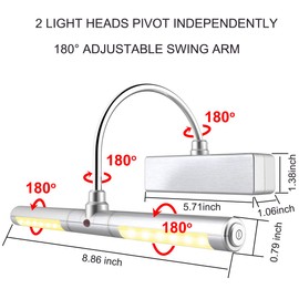 LUXSWAY Battery Powered Picture Light,Wireless Painting Light with Remote,3 Modes Brightness Art Display Light,8.9 Inch Rotatable Light Head and Timer Off for Painting Frame Portrait Art-Small