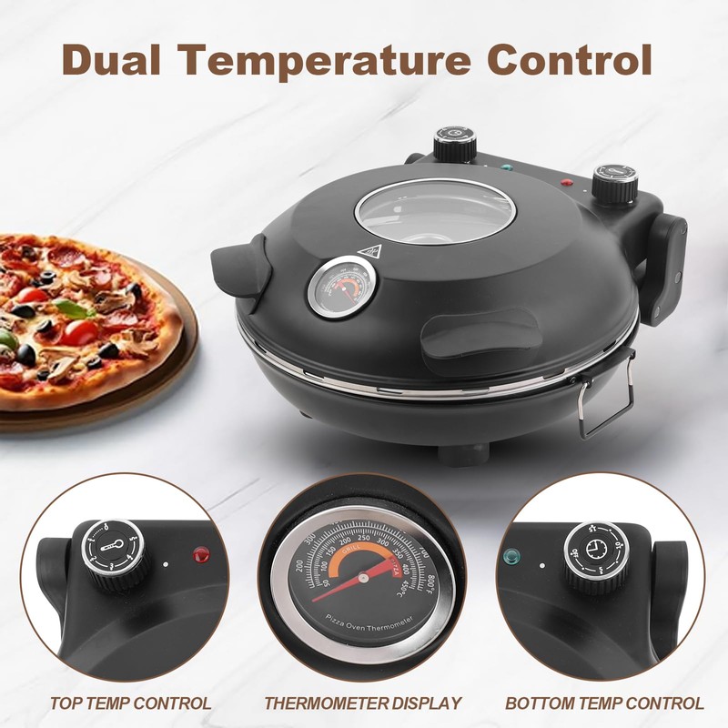Pizza Maker Electric, 4-Min-Pizza in 1200W Pizza Oven, 31cm Refractory