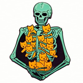 Leraverppy Enamel Pin,Skeleton Growing Cats Lapel Pin,Death Joke Brooch,Cute Kittens Badge Gift for Teens Student Friends Family DIY Decor Accessory Pin for Canvas Bag Backpack Lanyards Denim Jacket