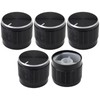 6mm Splined Hole Black Aluminium Amplifier/HiFi Control Knob Pack of