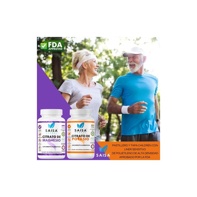 Citrato Magnesio Potasio 240 Cápsulas Saisa Herbal Suplemento Alimenticio Energía