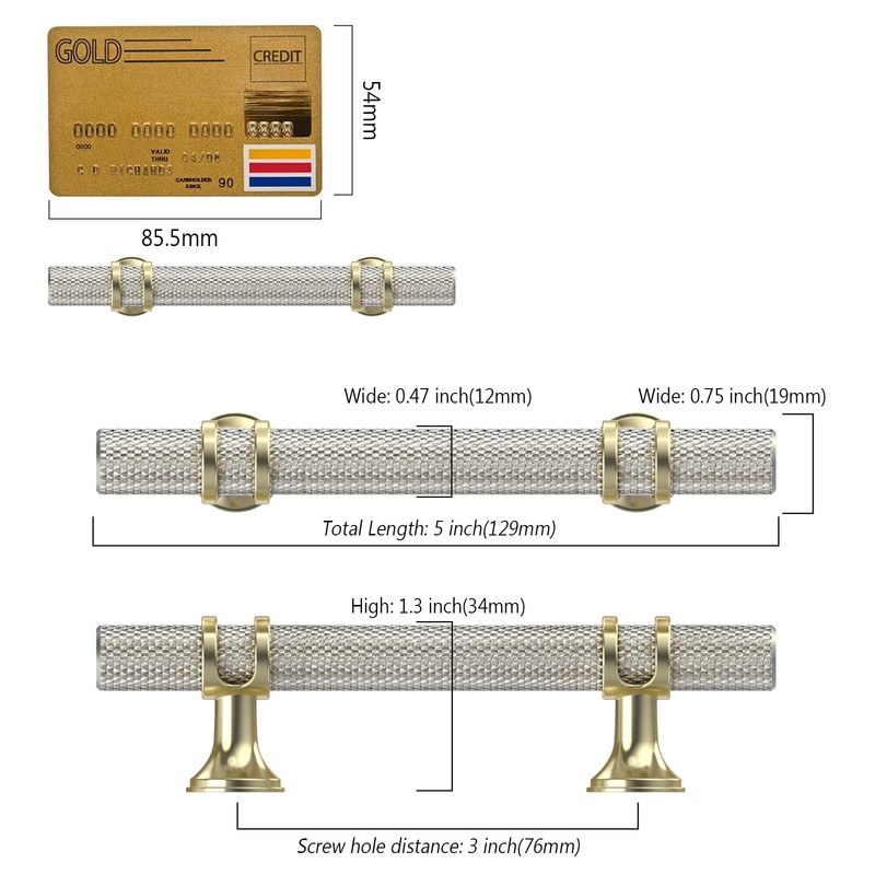 Coinkoly 10 Pack 3''(76mm) Gold and Brushed Nickel Cabinet Knobs