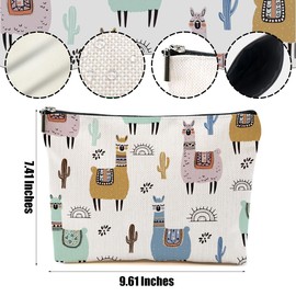 DHKG Llama Gifts Makeup Bag Cute Alpaca Cosmetic Bag Alpaca Llama Themed Gifts for Women Girls Friend Daughter Animal Lover Gifts Travel Organizer Zipper Pouch Graduation Birthday Friendship Gifts