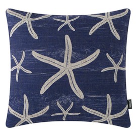 TRENDIN Coastal Throw Pillow Covers 18x18 Inch Starfish Beach Decoration for The Home Decorative Throw Cushion Case Motif Pillowcase for Couch Sofa Square Red PL916TR