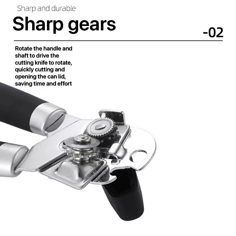 Manual Can Opener, Handle for More Comfortable Grip, Hand Can