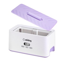 Adiding Jewelry Cleaning Machine, 1000mL (33.8oz) Sonic Retainer Ring Cleaner with 5 Time Mode and Degassing Function Ultrasonic for Glasses, Earrings, Necklaces, Denture, Coins, Pacifier (Purple)