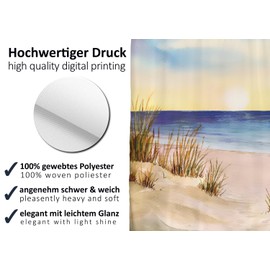 arteneur® Ocean Coast, Anti-Mould Shower Curtain, 180 x 180cm, Recycled with Oeko-Tex Standard 100, Weighted Hem, Opaque, Waterproof, Washable, 12 Rings
