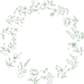 50 Pcs Green Floral Paper Place Mats, Butterfly disposable Place Mats, 13.5 inch Scalloped Disposable Sage Green Placemats Round Placemats for Table Paper Decoration for Birthday Wedding Banquet Party