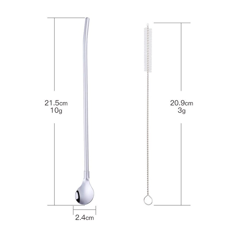 SBOMHS Reusable Straws Spoons 18/8 Stainless Steel Pack of 8