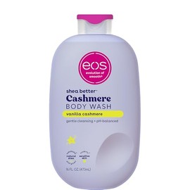 EOS Shea Better Gel de Baño de Vainilla Cachemira, Hidratante y Nutritivo, Fórmula de Gel Cremoso Equilibrado de pH, Libre de Parabenos ni Ftalatos, para Piel Sensible, 16 Onzas Líquidas
