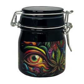 Ted Miller Innovation - 3.75" Glass Storage Jar with Clamping Lid: Psychedelic Eyes