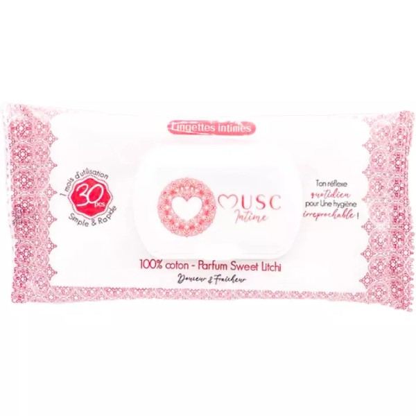 Musc Intime Intimate Wipes x 30, Sweet Litchi "The Delicious"