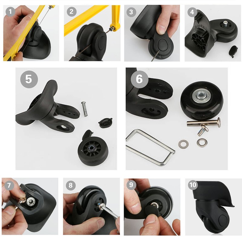 Ashuxxn Pack of 4 Luggage Replacement Wheels Rubber Replacement Wheels