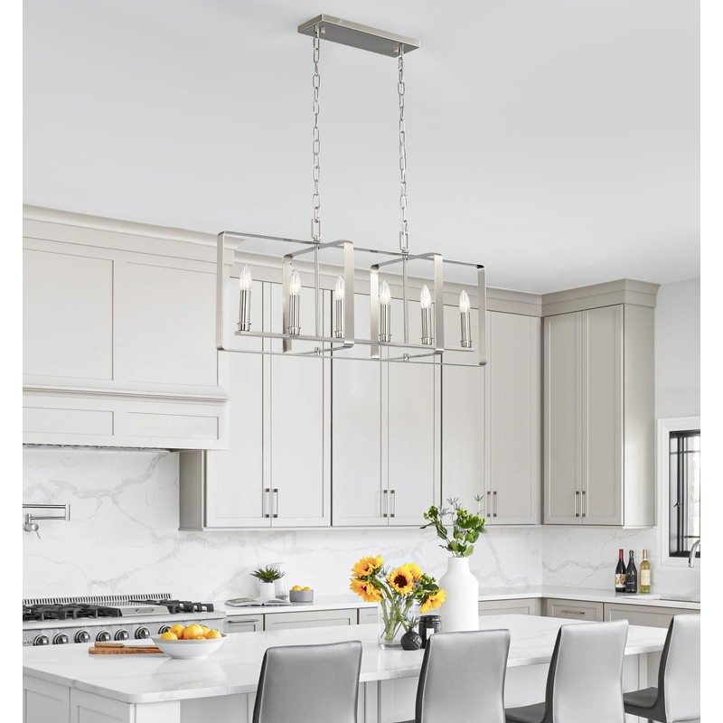 Munbea 6-Light Nickel Island Light, No Installation Required, Foldable Square