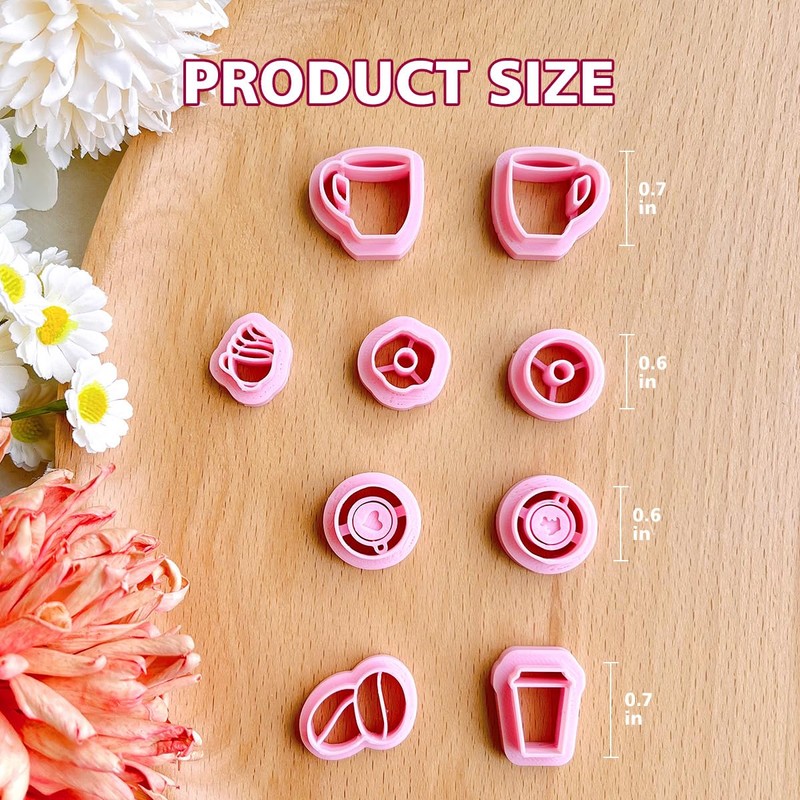 KEOKER Polymer Clay Earrings Cutters, Afternoon Tea Clay Cutters, Cofffee
