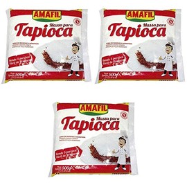 Amafil Tapioca Flour 500g (17.6oz) Massa Para Tapioca (One Pack) Pack of 3