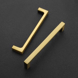 Ravinte 15 Pack Solid 5 Inch Kitchen Square Cabinet Handles Brushed Brass Drawer Pulls Kitchen Cabinet Hardware Handles