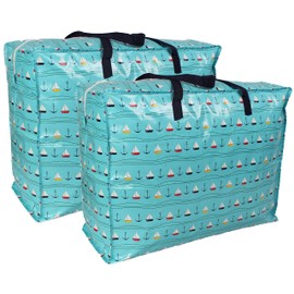 Storage Bags Water & Dust Resistant. Double zipped storage bags for toys, laundry, bedding. Underbed Wardrobe Space Saver Blue Sailboats print (2)