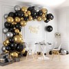 HOUSE OF PARTY 160pcs Black Gold and Silver Balloons Garland