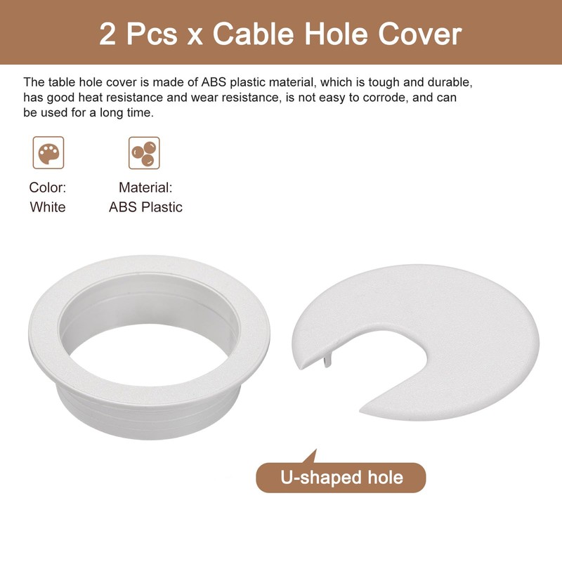 QUARKZMAN 2 Pieces Cable Grommet 2 Inch/50mm ABS Desk Cable