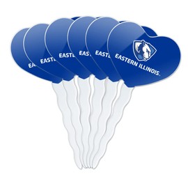 Eastern Illinois University Panthers Logo Heart Love Cupcake Picks Toppers Decoration Set of 6