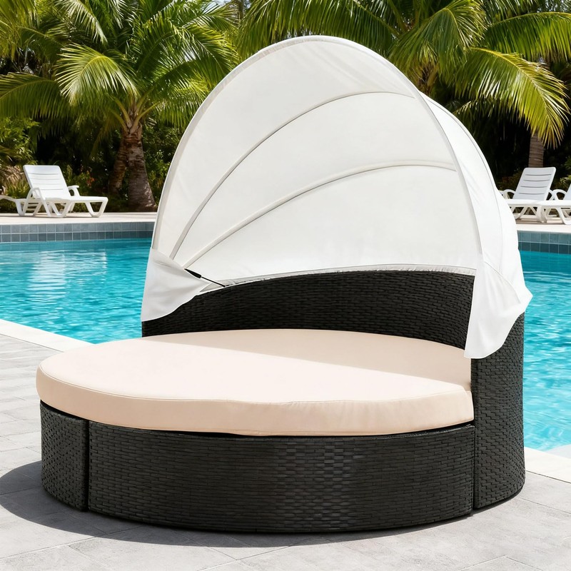 Thankyall Outdoor Daybed Cushion Cover, 66" Waterproof Daybed Cover (Khaki)