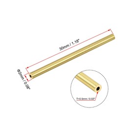 TA-VIGOR 30Pcs Brass Round Tube, 2mm OD 0.5mm Wall Thickness 30mm Length High Strength Seamless Straight Pipe Tubing for DIY Crafts Gardening Hobby Model