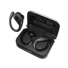 XS BOSOUND BOSOUND X31 Wireless Bluetooth Earbuds, 45Hrs Playback, LED Display Charging Case, Ear Hooks, IPX5 Waterproof, Over-Ear Design for Sports, Running, Workout - Color: Black