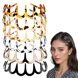 6 Stück Zickzack Haarbänder Plastik Wellenförmige Haar-Kopfband-Kämme mit Zähnen Accessoires für Frauen Männer Mädchen, Modisch Schildpatt & Bernstein