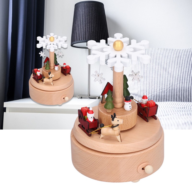 Wooden Music Box Snowflake Decor Wood Grain Texture Beautiful Sound