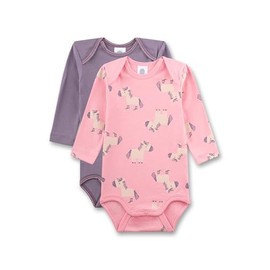 Sanetta Baby Bodysuit Long Sleeve (Double Pack) Roas & Lial Donkey | High-Quality and Sustainable Bodysuit for Girls Made of Organic Cotton, pink