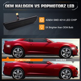 POPMOTORZ White LED Side Marker Lights Assembly Compatible With Chevy Camaro 2010 2011 2012 2013 2014 2015 Front Rear Fender Bumper LED Side Marker Lamps Smoked Lens 4 Pack