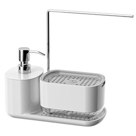 AMZYYDS jaboneras para cocina 4 en 1,Dispensador de Jabon Cocina,Dispensador Jabon Cocina,jabonera para cocina, jabonera cocina,con Toallero y Soporte de Esponja para Fregadero para Fregadero (blanco)