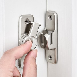 Wocoe Barn Door Latches,Silvery 90/180 Degree Gate Lock,Zinc Alloy Right Angle Door Lock Latch,Flip Gate Latches Hardware,Door Security Sliding Door Latch Lock for Cabinets