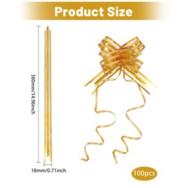 beinkmake 100Pcs Pull Bows for Gift Wrapping Gold Gift Wrap Bows for Birthday Presents Basket Wedding Decoration Valentines Day Anniversary