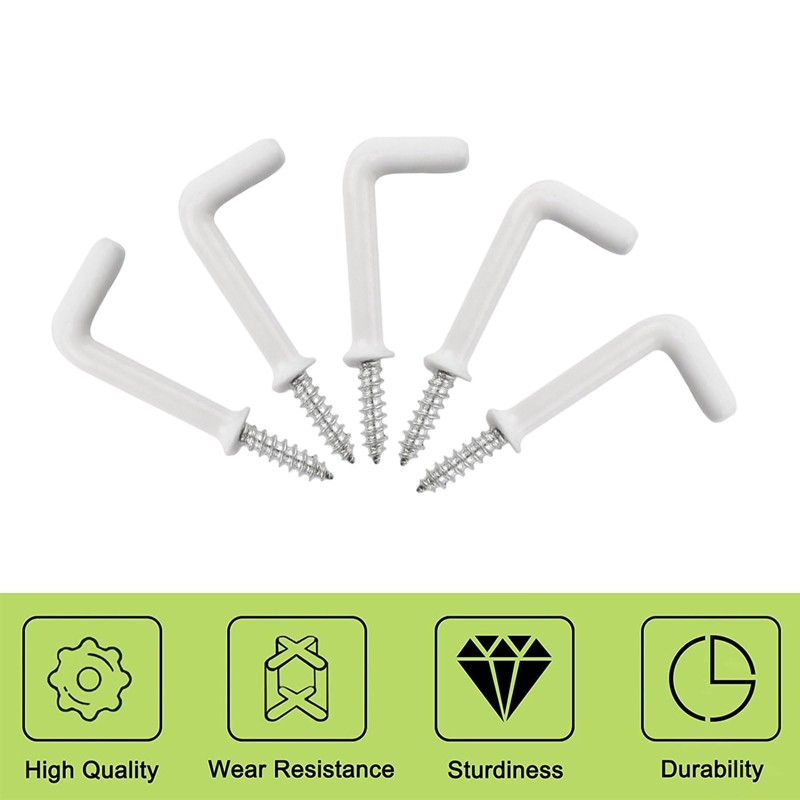 UFURMATE Screw-in Hooks, 80 Pcs Right Angle Hooks with Plastic