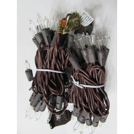 Holiday Pride Brown Mini Lights - Clear White Lights with Brown Wire - Indoor / Outdoor Use - UL Listed - Set of 100